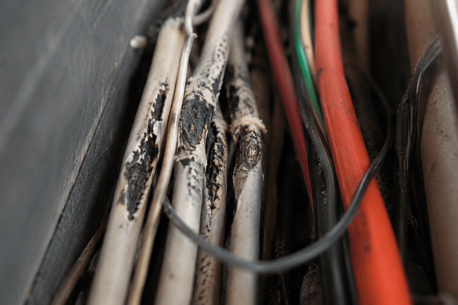 Chewed wires and damaged structures